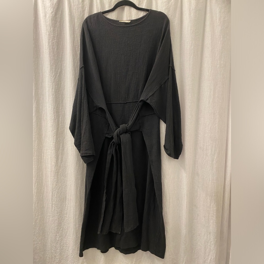 April Meets October April Dress Black Oversized Front Tie Kimono Style O/S